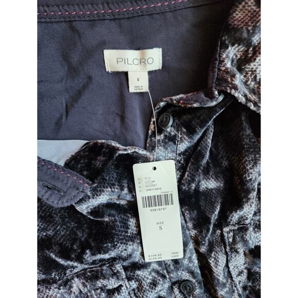 NWT Anthropologie The Hadley Relaxed Velvet Buttondown Shirt Sz S Grey #8A506 - Picture 6 of 9